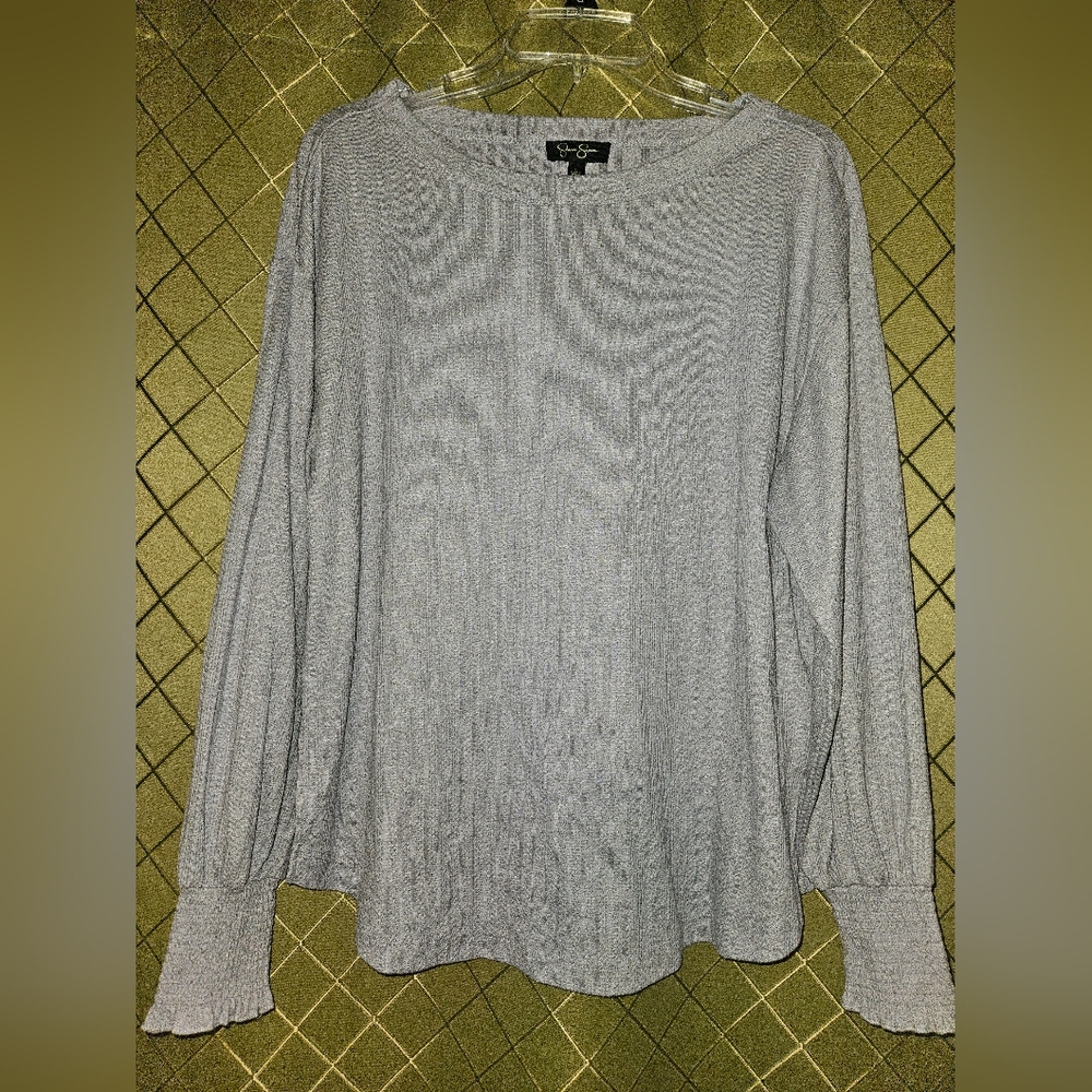 Jessica Simpson lilac gray long sleeve blouse
